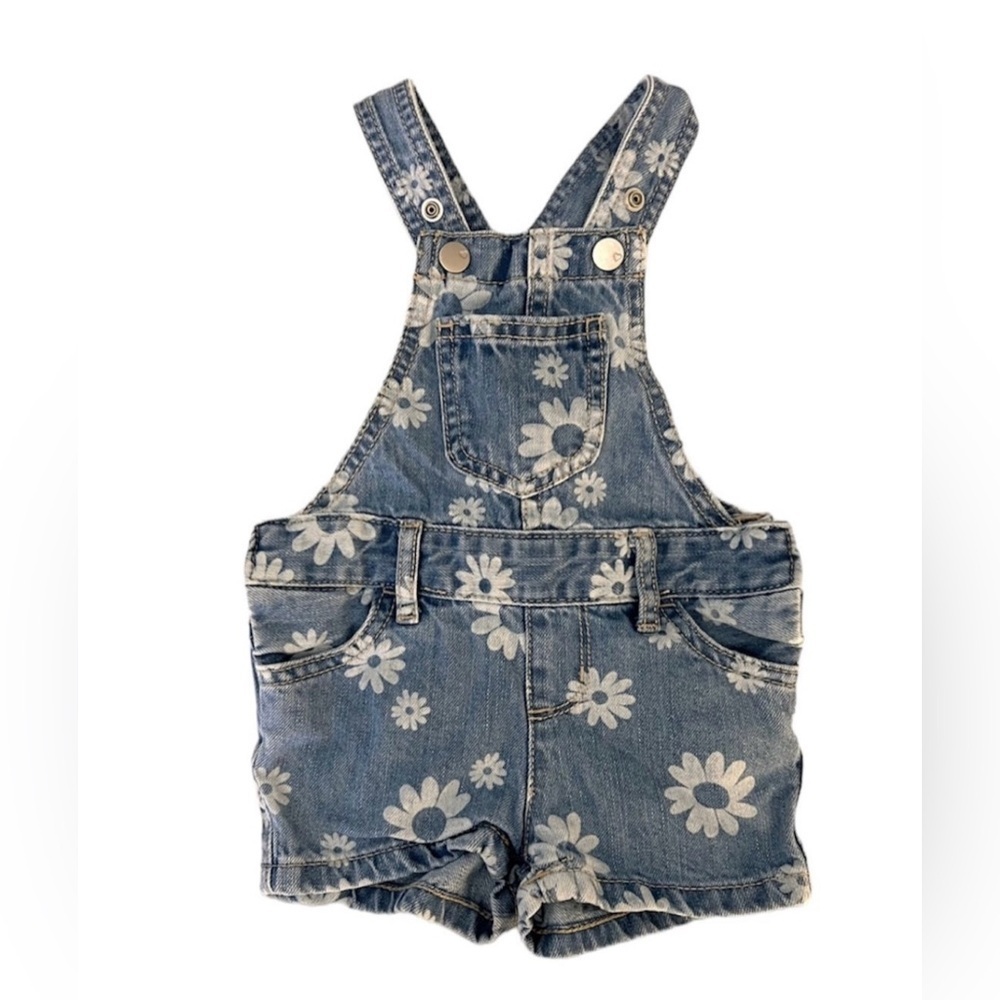 Children’s Place Baby Girl Floral Denim Shortalls | 6-9M